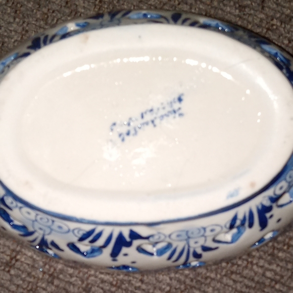 Holland Windmill Dec Ceramic Hand Painted Open Hearts Around The Trinkit Dish - Picture 6 of 8